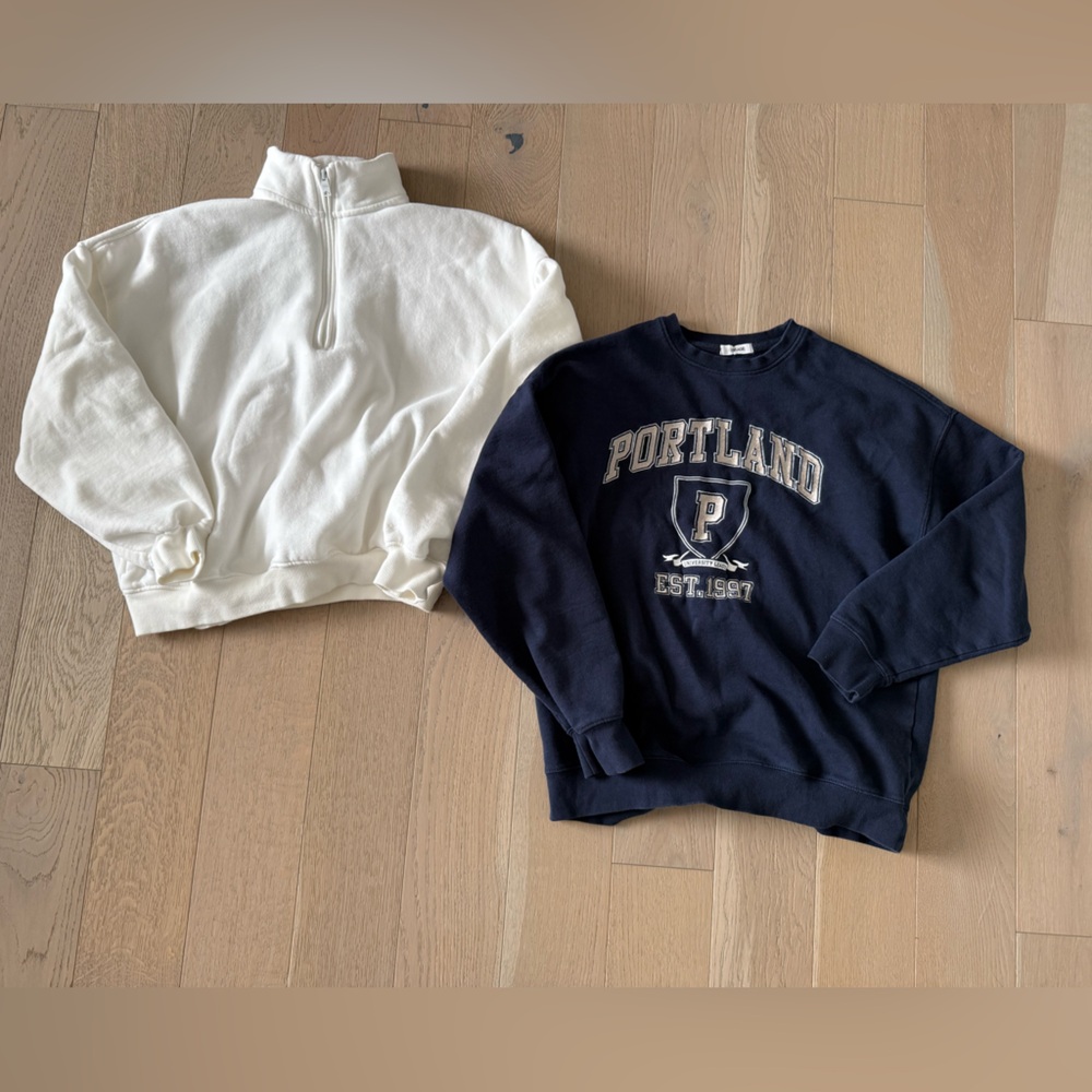 Garage Clothing - quarter zip and crewneck sweatshirt bundle